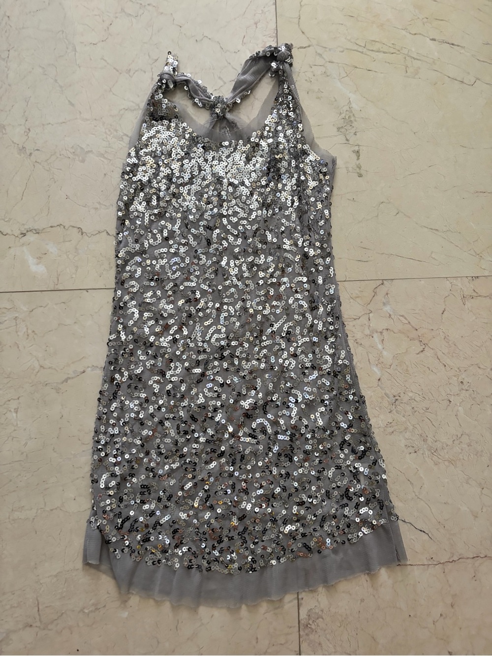 Silver Sequin Girls Party Dress